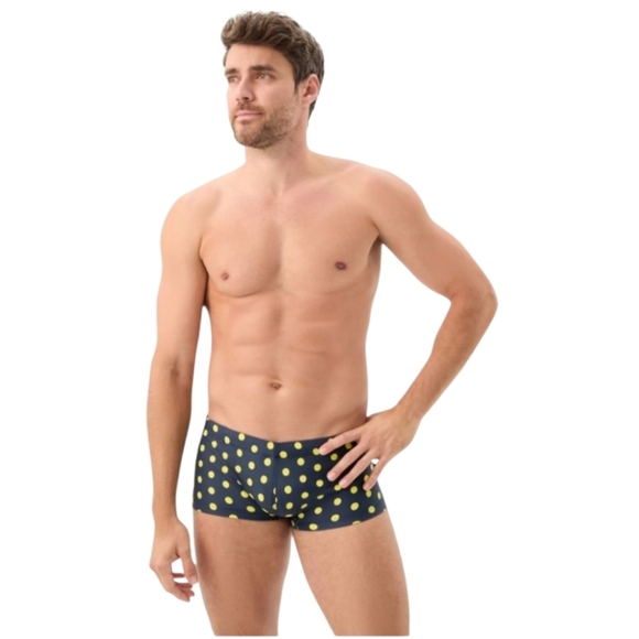 NEW Mr. Turk Sorrento Swim Trunk Tennis Polka Dot Navy Yellow Size Med / 32 - Picture 3 of 12